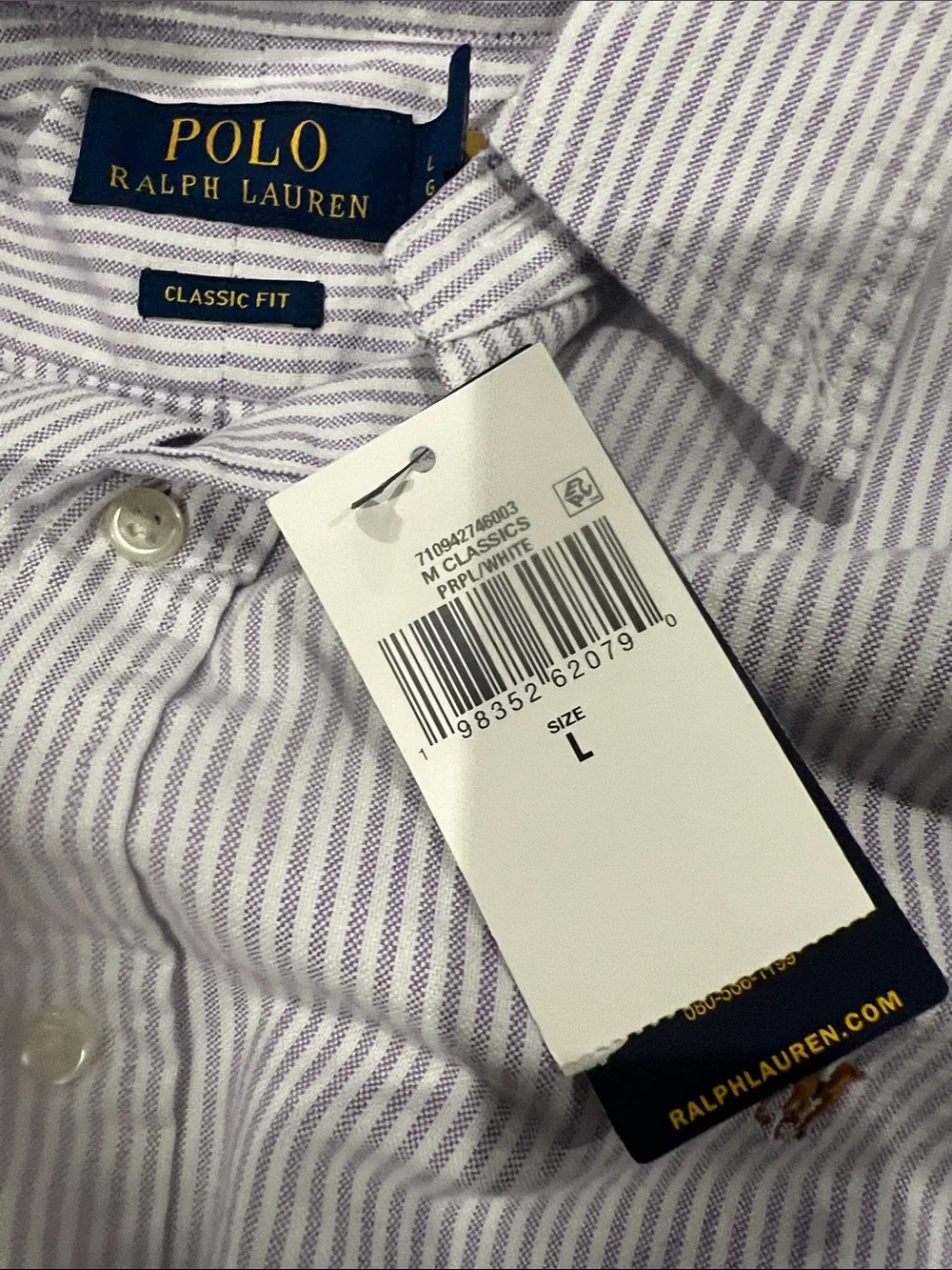 Polo by Ralph Lauren Light Lavender & White Striped Button-Down Shirt